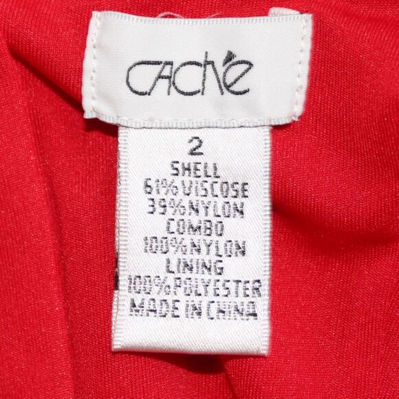 Cache Red Lace Sheath Dress Scalloped Trim 3/4 Sleeve Zip Back Women’s Size 2 - Picture 3 of 6